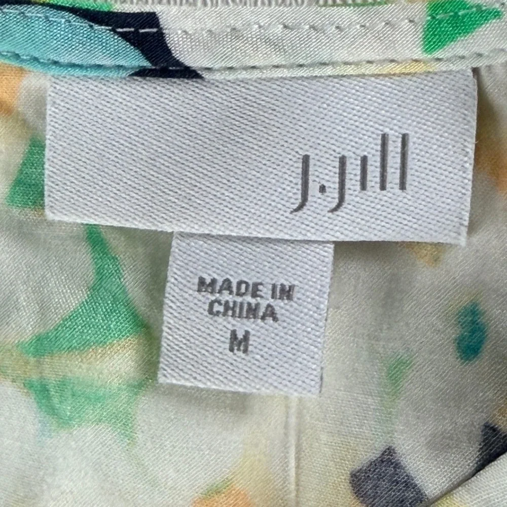J. Jill Womens Medium Floral Sleeveless Shift Dress‎ Navy Blue Green LTSURFGRSF
